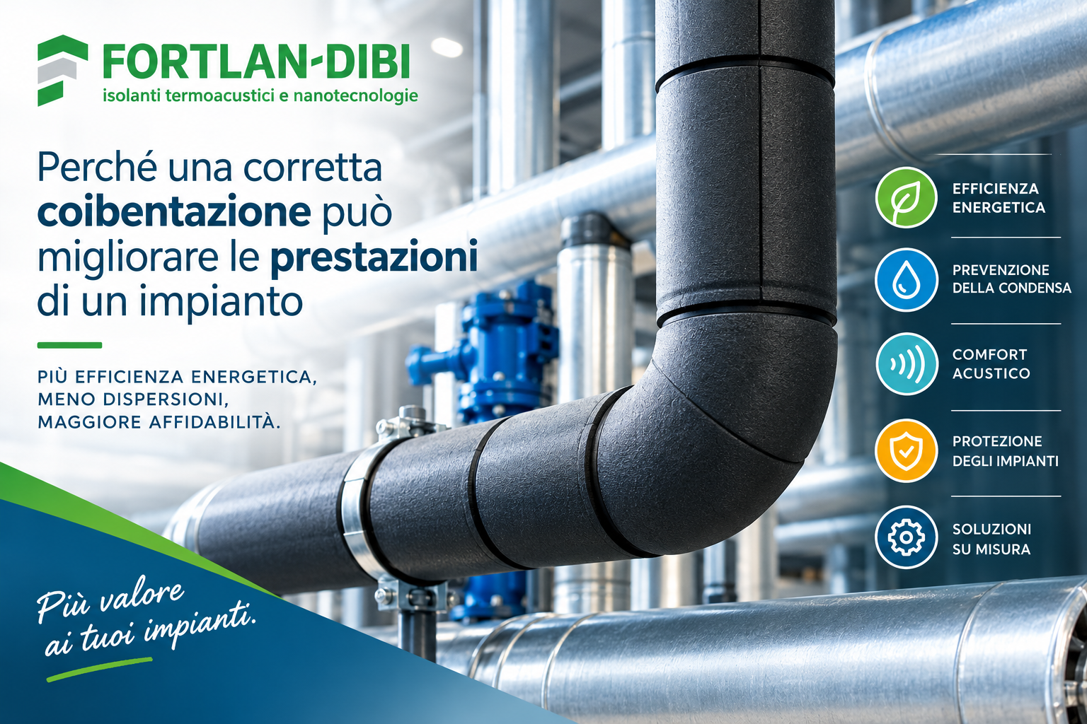 FORTLAN-DIBI: PERCHE’ UNA CORRETTA COIBENTAZIONE MIGILORA L’EFFICIENZA E LE PRESTAZIONI DEGLI IMPIANTI